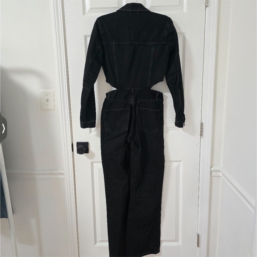 Zara Black Button-Front Denim Jumpsuit - Picture 9 of 9